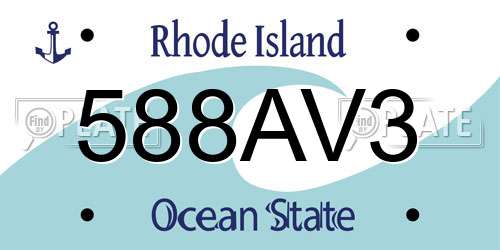 588AV3 Rhode Island License Plate