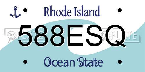 588ESQ Rhode Island License Plate