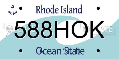 588HOK Rhode Island License Plate