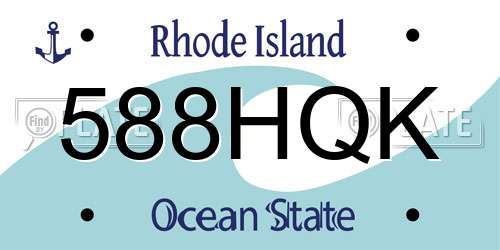 588HQK Rhode Island License Plate