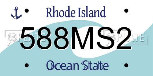 588MS2 Rhode Island License Plate