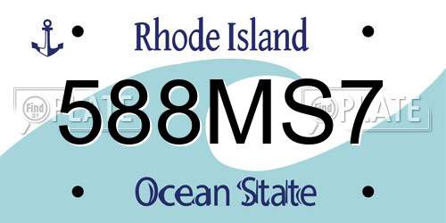 588MS7 Rhode Island License Plate