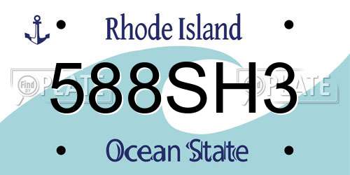 588SH3 Rhode Island License Plate