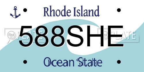 588SHE Rhode Island License Plate