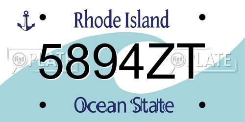 5894ZT Rhode Island License Plate
