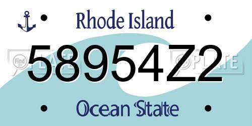58954Z2 Rhode Island License Plate