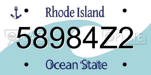 58984Z2 Rhode Island License Plate