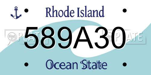589A30 Rhode Island License Plate