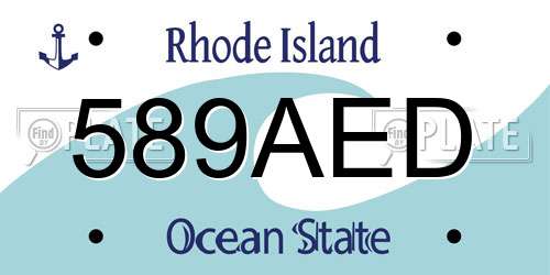 589AED Rhode Island License Plate