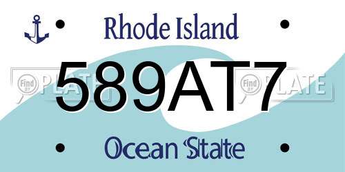 589AT7 Rhode Island License Plate