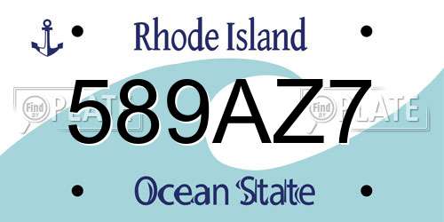 589AZ7 Rhode Island License Plate
