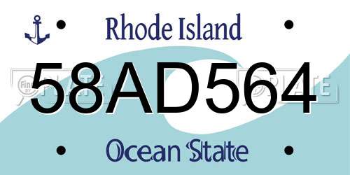 58AD564 Rhode Island License Plate