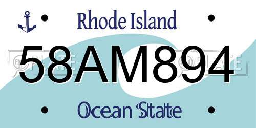 58AM894 Rhode Island License Plate