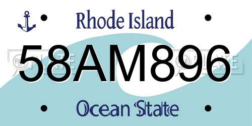 58AM896 Rhode Island License Plate