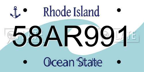 58AR991 Rhode Island License Plate