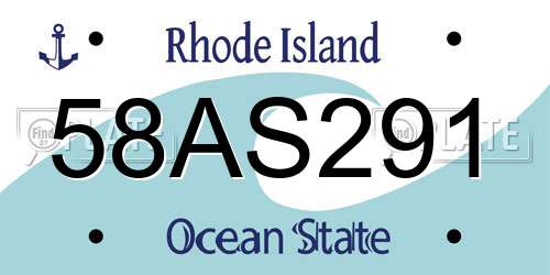 58AS291 Rhode Island License Plate