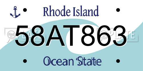 58AT863 Rhode Island License Plate