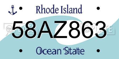 58AZ863 Rhode Island License Plate