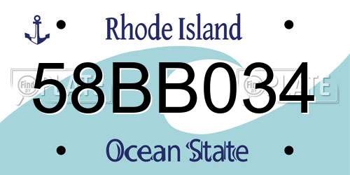 58BB034 Rhode Island License Plate