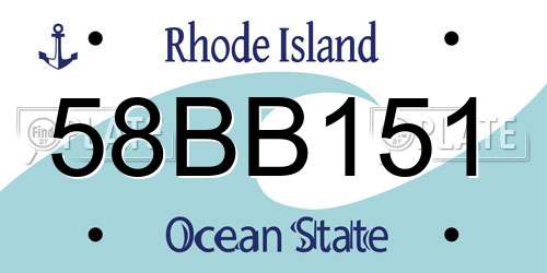58BB151 Rhode Island License Plate