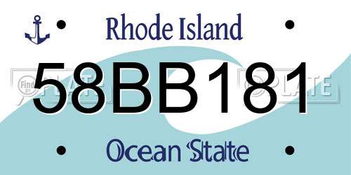58BB181 Rhode Island License Plate