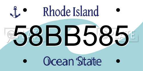 58BB585 Rhode Island License Plate