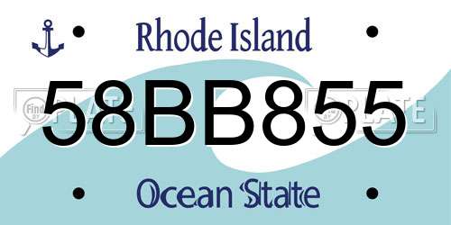 58BB855 Rhode Island License Plate