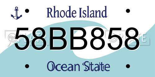 58BB858 Rhode Island License Plate