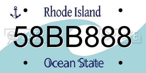 58BB888 Rhode Island License Plate