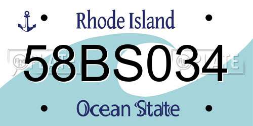 58BS034 Rhode Island License Plate