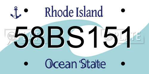58BS151 Rhode Island License Plate