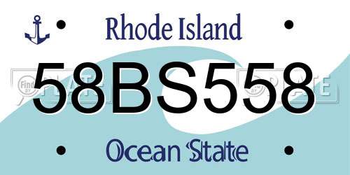 58BS558 Rhode Island License Plate