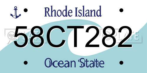 58CT282 Rhode Island License Plate