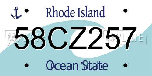 58CZ257 Rhode Island License Plate