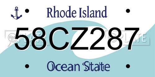 58CZ287 Rhode Island License Plate