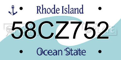 58CZ752 Rhode Island License Plate