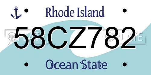 58CZ782 Rhode Island License Plate
