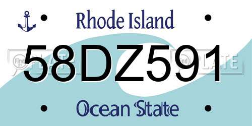 58DZ591 Rhode Island License Plate
