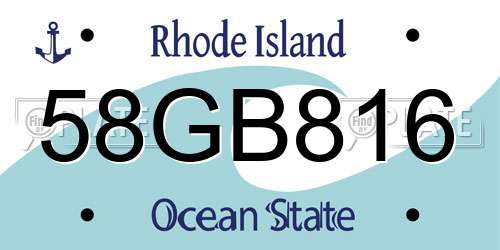 58GB816 Rhode Island License Plate