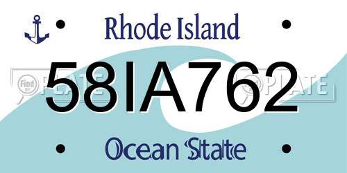 58IA762 Rhode Island License Plate
