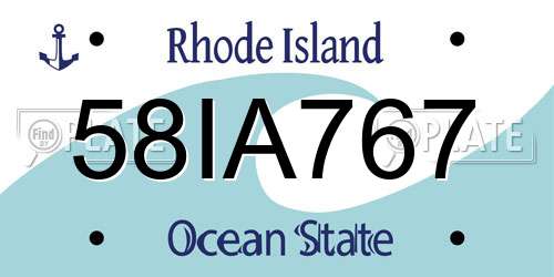 58IA767 Rhode Island License Plate
