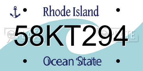 58KT294 Rhode Island License Plate