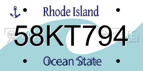 58KT794 Rhode Island License Plate