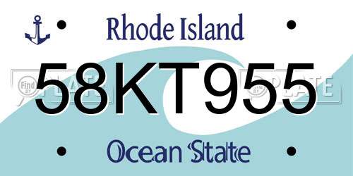 58KT955 Rhode Island License Plate