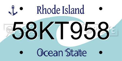 58KT958 Rhode Island License Plate