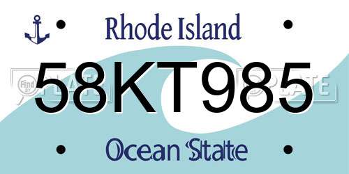 58KT985 Rhode Island License Plate