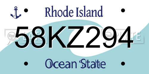58KZ294 Rhode Island License Plate