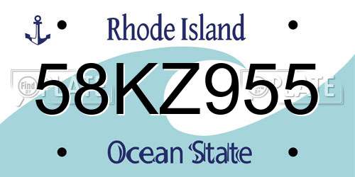 58KZ955 Rhode Island License Plate