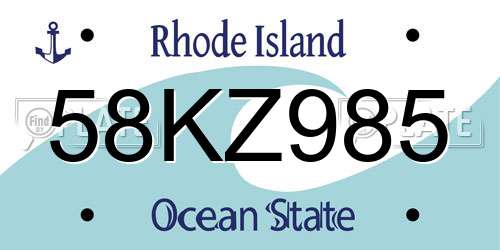 58KZ985 Rhode Island License Plate