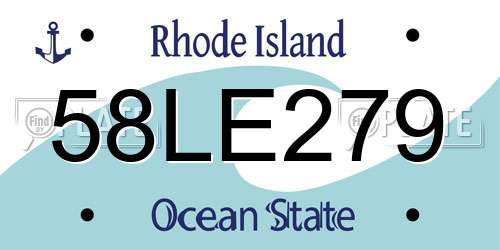 58LE279 Rhode Island License Plate